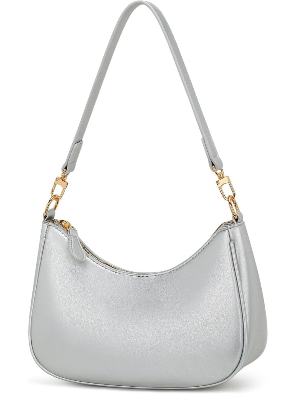 Women's Silver Zipper Cute Hobo Purses Retro Clutch Tote Shoulder Bags